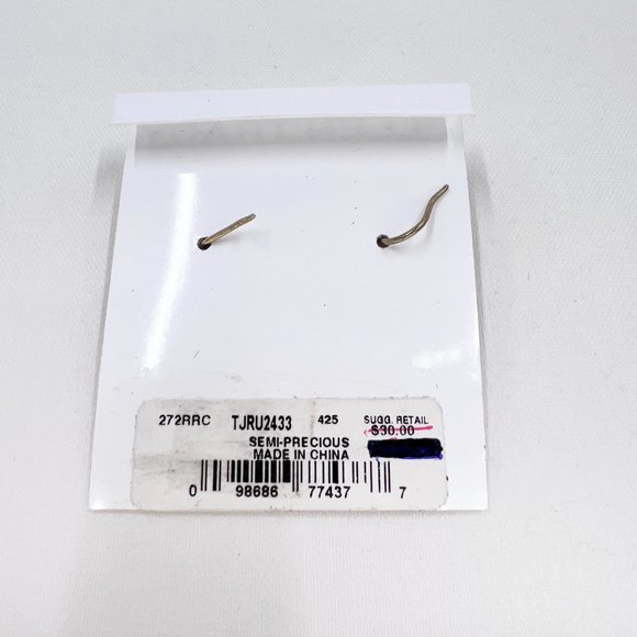 NWT -Ellen Tracy- Semi Precious Amethyst Antiqued Silver Tone Fishhook Earrings - Picture 6 of 6